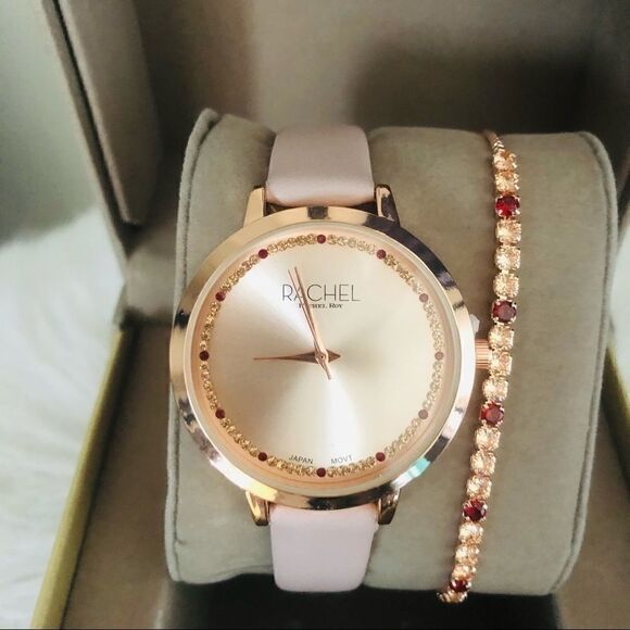 RACHEL Rachel Roy Pave Crystal Watch & Bracelet Set, Red/Rose Gold, NWT - Picture 7 of 16